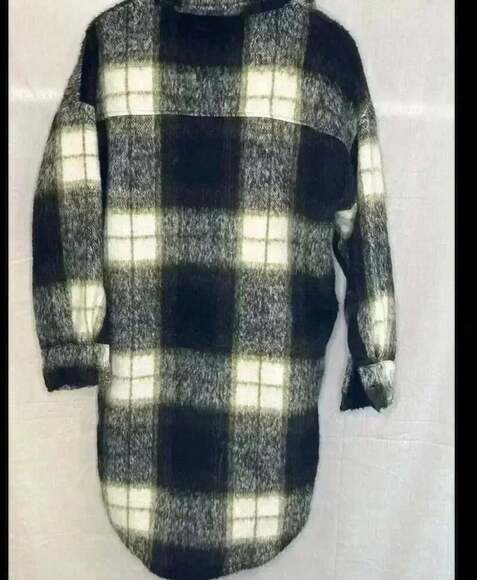 Steve Madden Black and White Plaid Coat - Picture 2 of 6